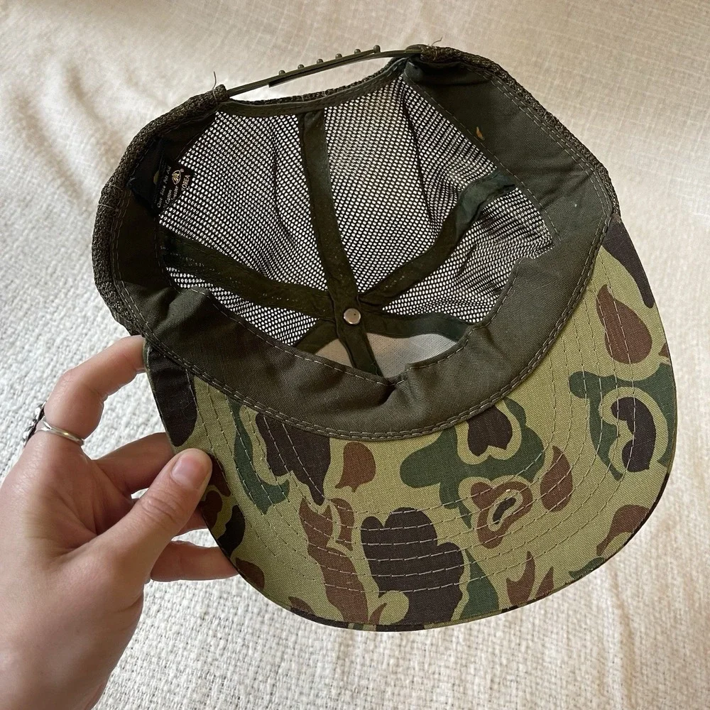 Vintage Camo Mens Hat‎ Cap Snapback Brown Green Hunting Fishing Trucker Cap